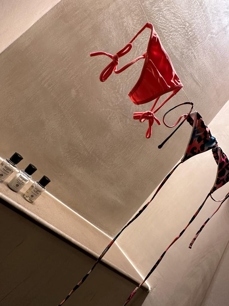bikinis drying from a wellness women retreat