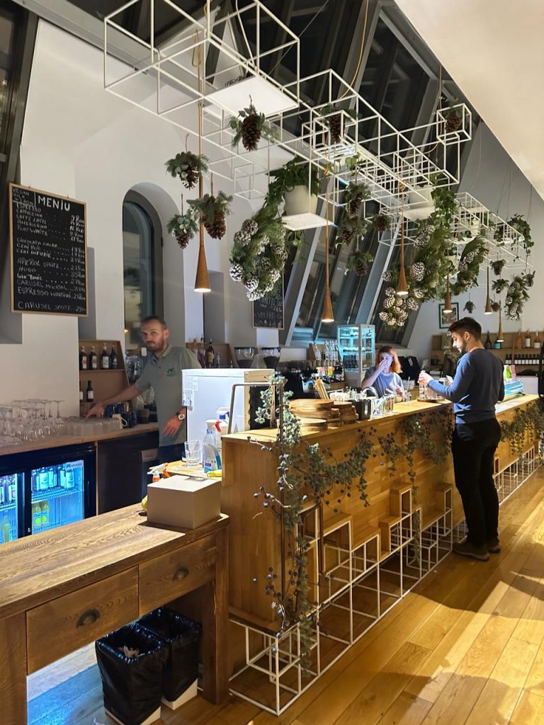 the cafe at the bookstore Carturesti Carousel in Bucharest