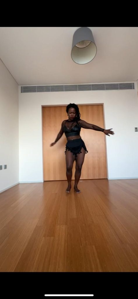 Stef Barti in her dance studio working on a choreography