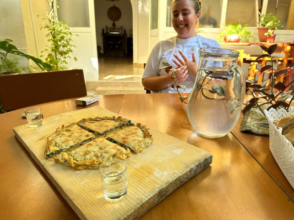 Stef Barti Enjoying a burke after a cooking class in Tirana