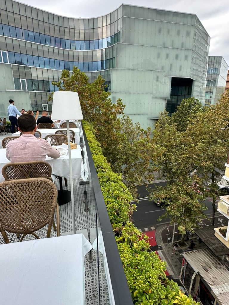 Stef Barti enjoying a brunch in Tirana Crown hotel with a beautiful city view