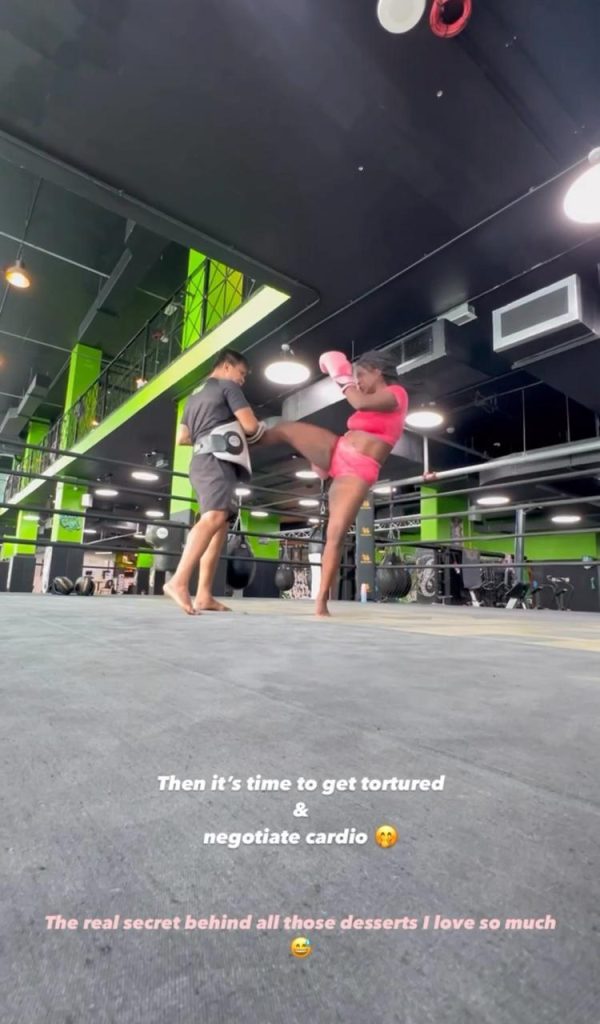 Stef Barti doing Muay Thai during hysterectomy recovery