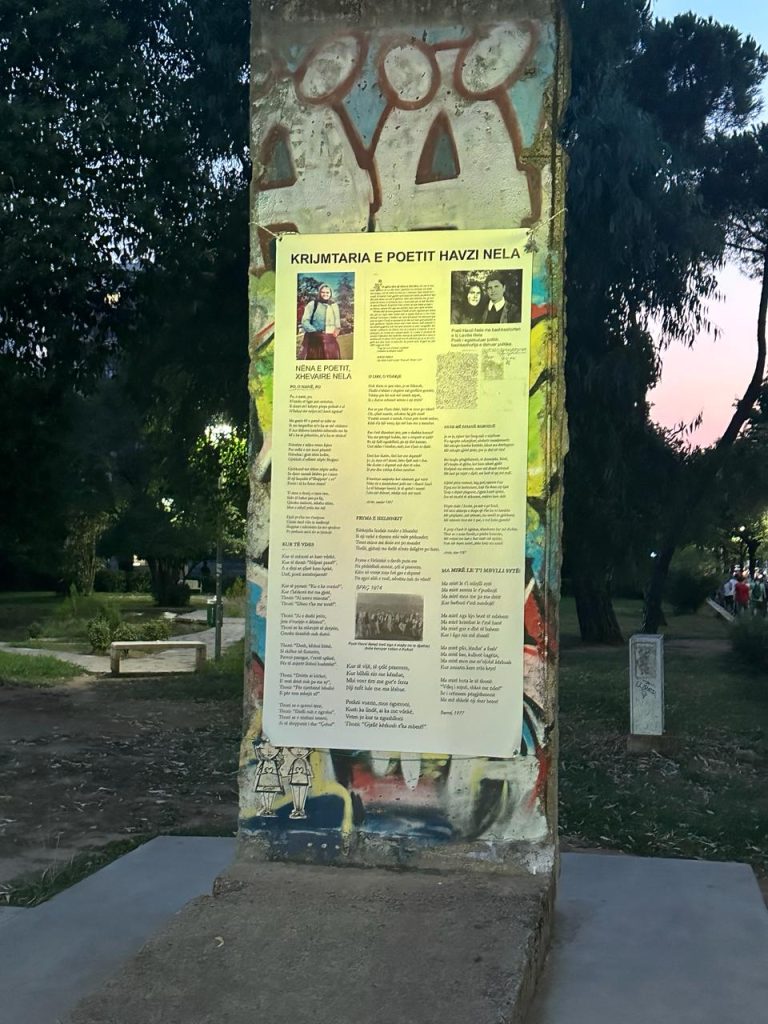a slab of the Berlin Wall in Tirana