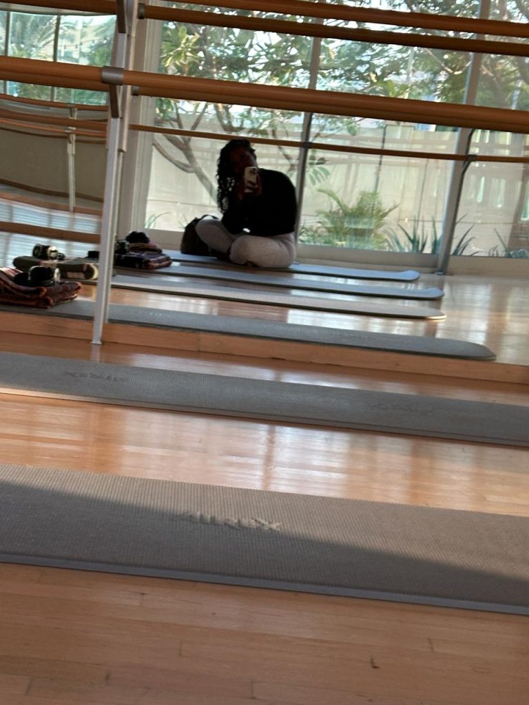Taking a selfie in the breathwork room