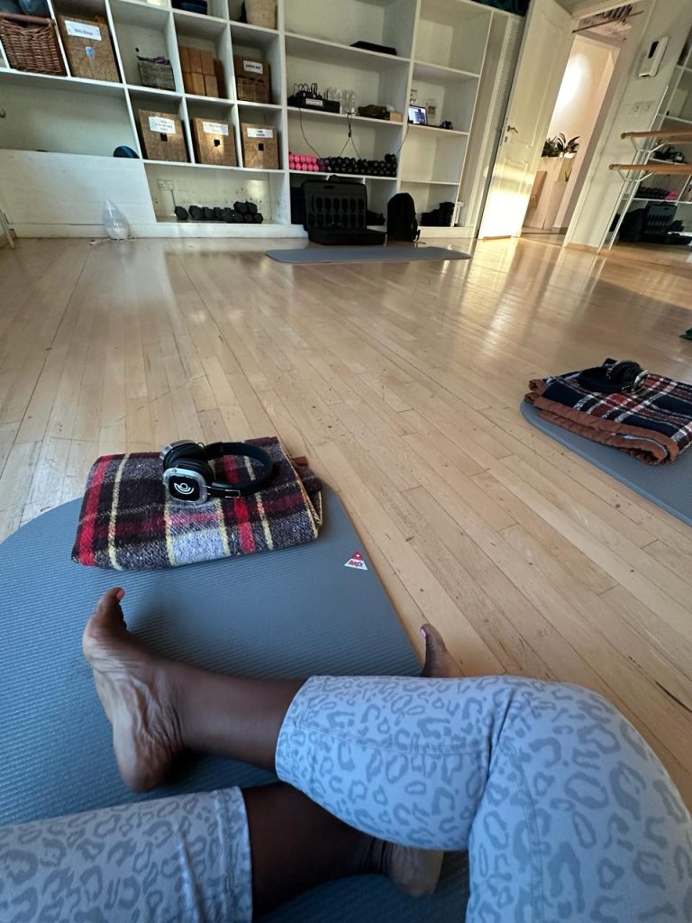 Stef barti waiting for breathwork to start at studio