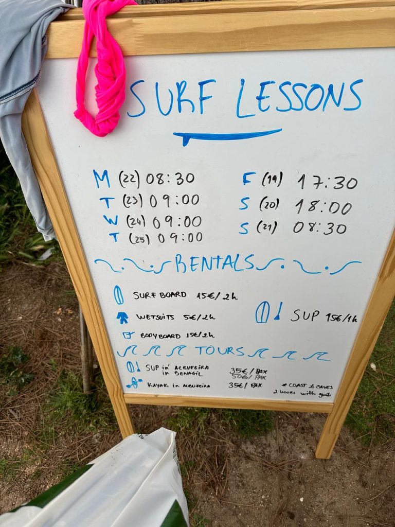 surf lessons prices in town
