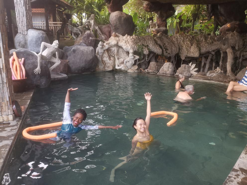 Stef barti doing water yoga in Bali
