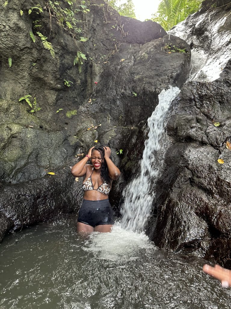 Stef Barti at a Ubud waterfall springs