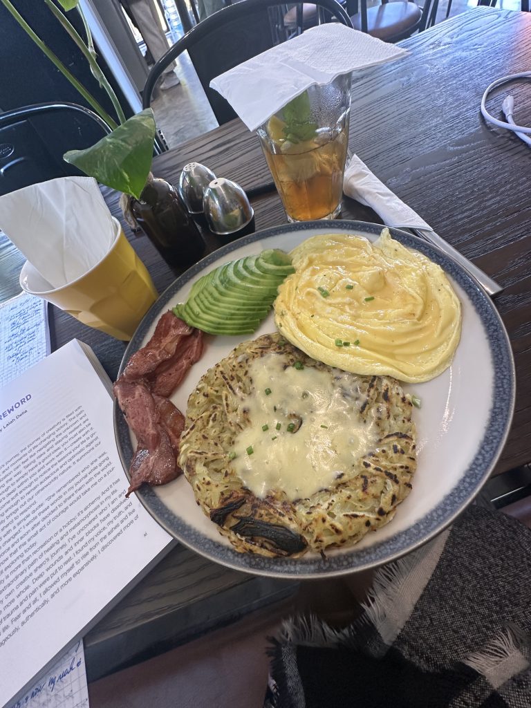 Eating breakfast at a Coffee shop in Bali