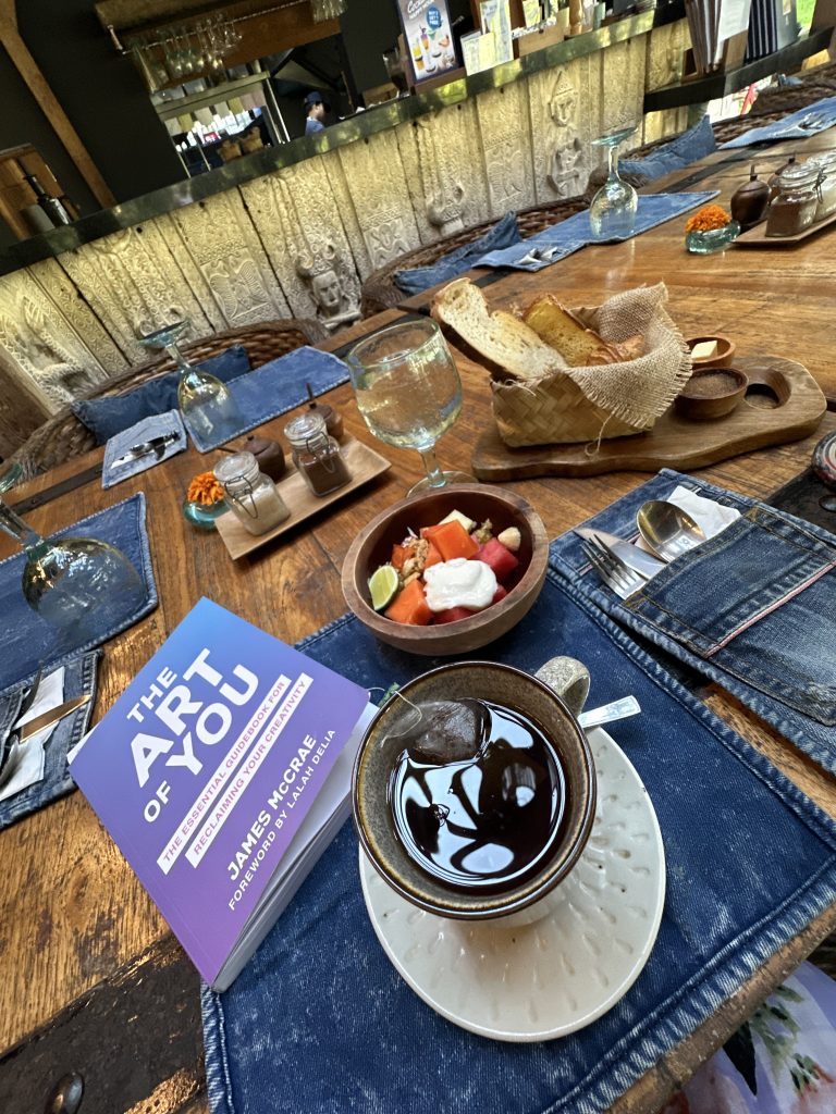Stef Barti eating at Blue Karma Dijiwa in Ubud