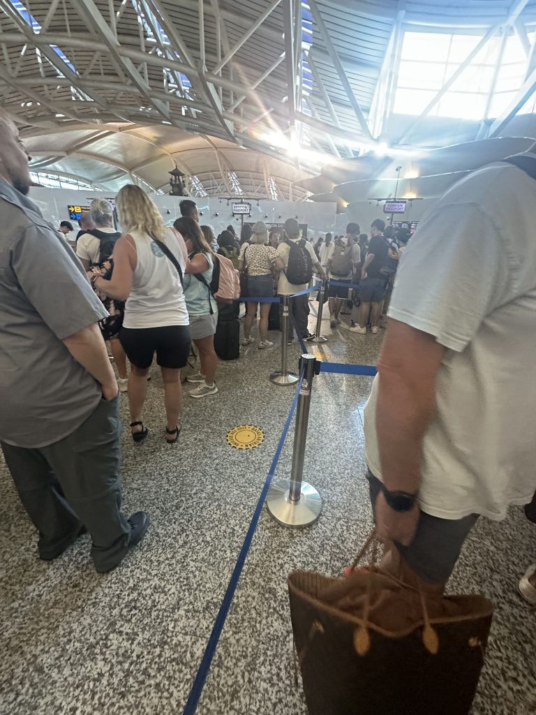 Long queue at Bali international Airport immigration