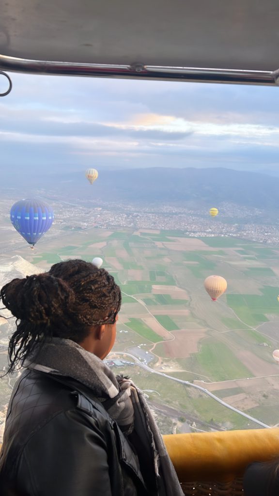 stef barti inside of a hot air balloon in Cappadocia
