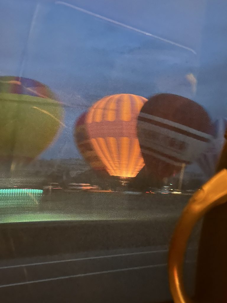 the bus ride en route for a hot air balloon in Cappadocia and the view