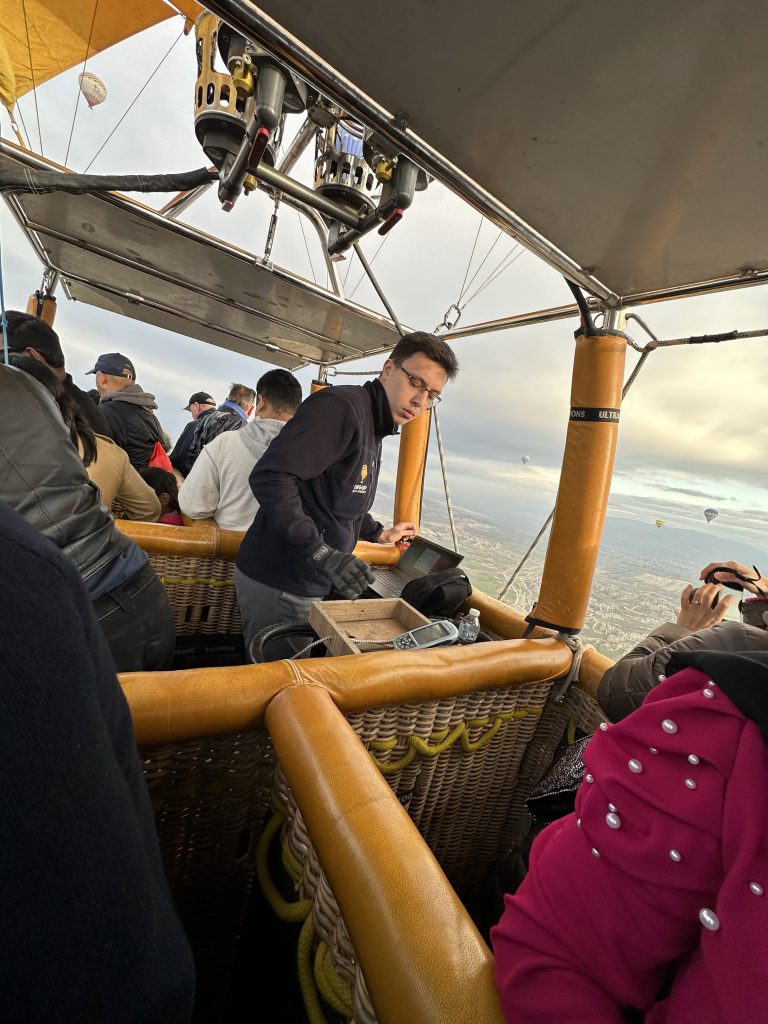 the captain navigating the hot air balloon in Cappadocia