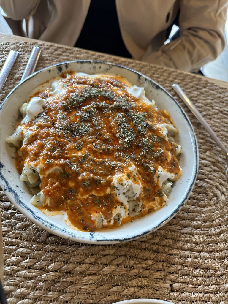 eating Turkish lunch at a restaurant in Cappadocia