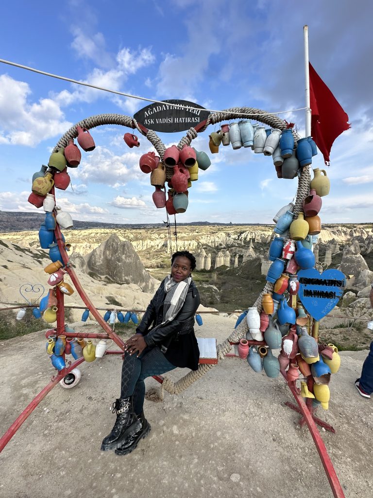 stef Barti at the Love valley in Cappadocia posing