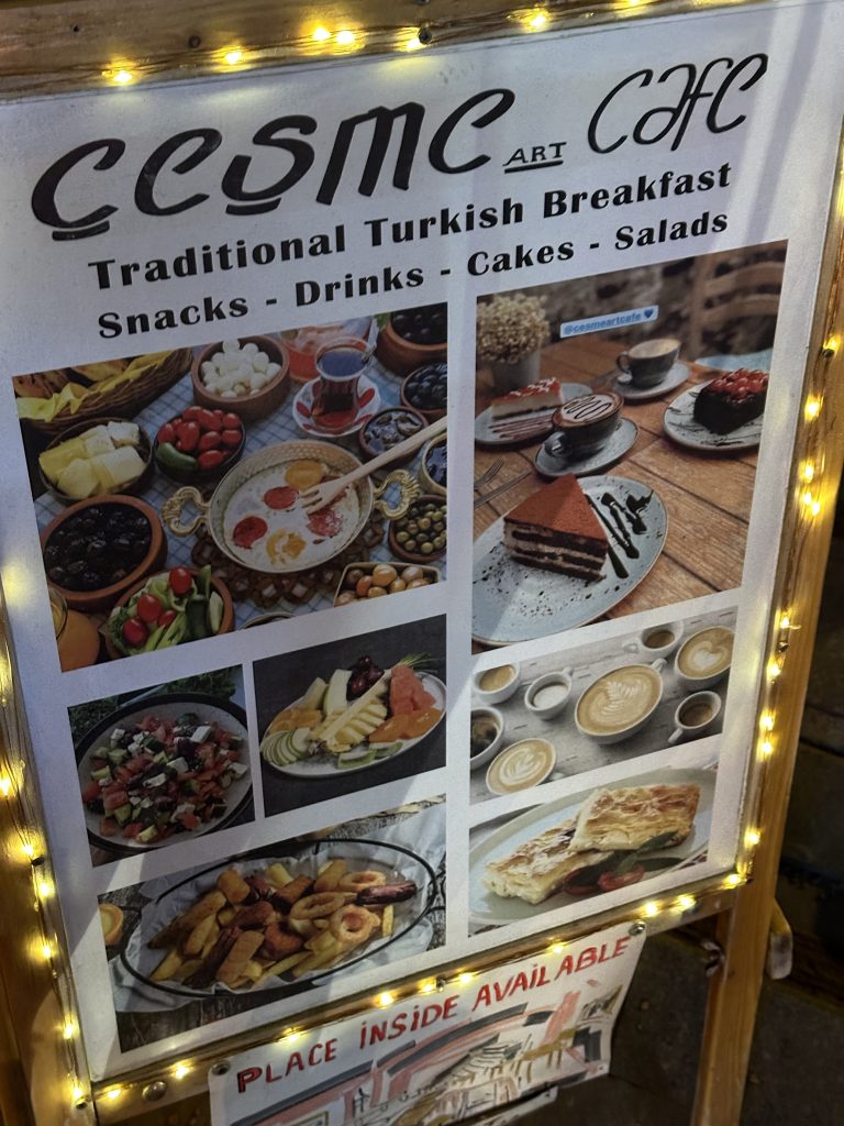 menu at Cesme Art Cafe in Istanbul