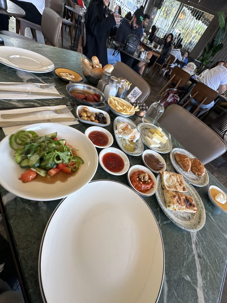 the turkish breakfast spread at the ortakoy cafe