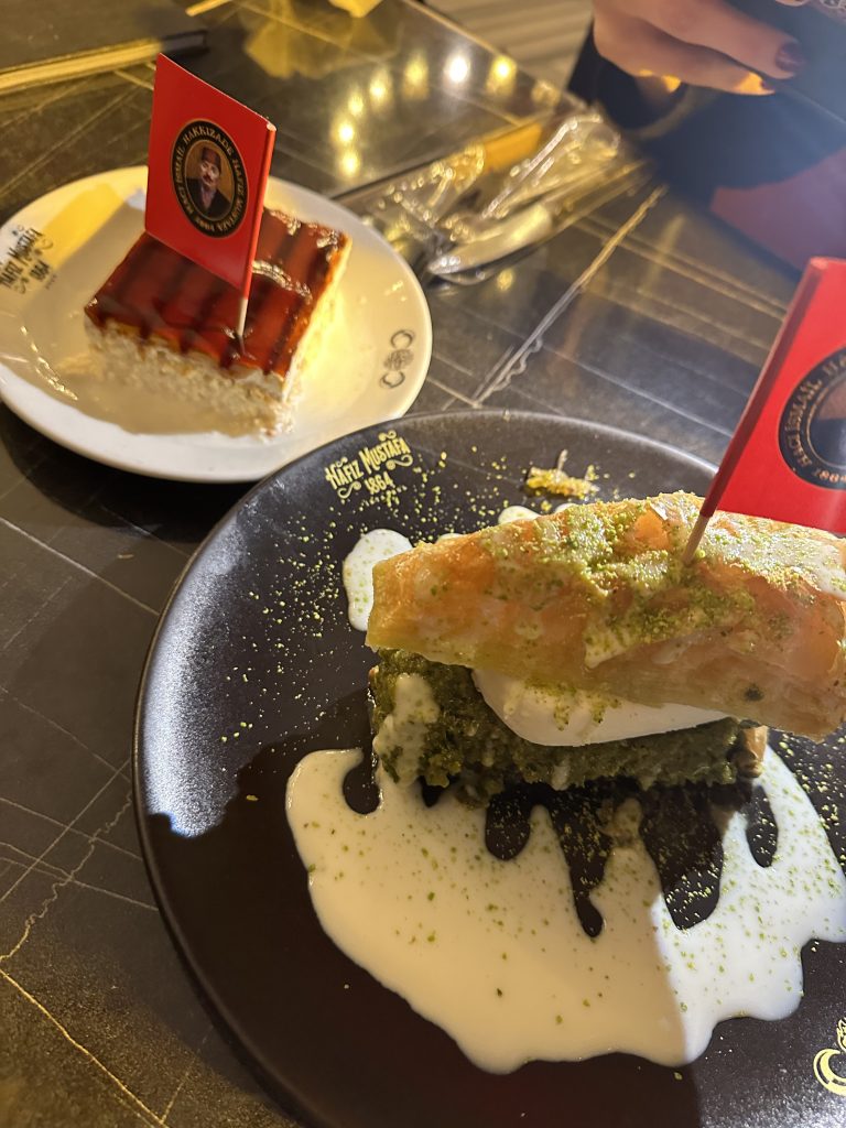 Stef Barti eating Milk cake and baklava ice cream at Istiklal avenue Hafiz Mustafa