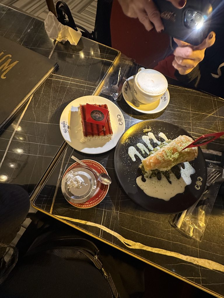 Stef Barti eating Milk cake and baklava ice cream at Istiklal avenue Hafiz Mustafa