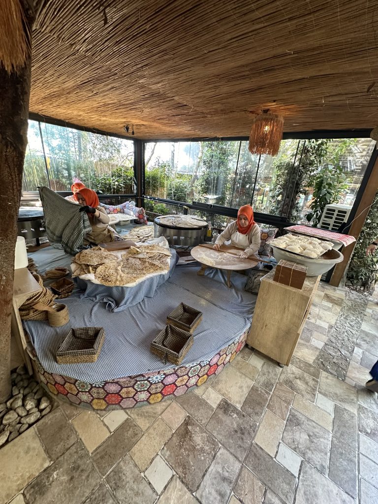 Turkish grandmas baking bread at Mr Simone breakfast restaurant in Istanbul