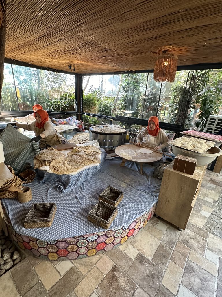 Turkish grandmas baking bread at Mr Simone breakfast restaurant in Istanbul