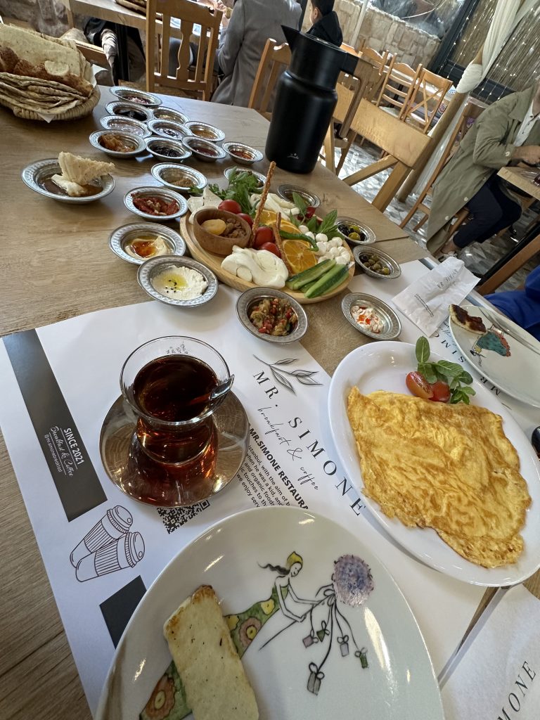 THe breakfast spread at Mr Simone in Istanbul