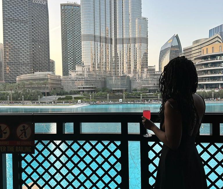 Pic of Stef Barti dining in front of the Burj Khalifa