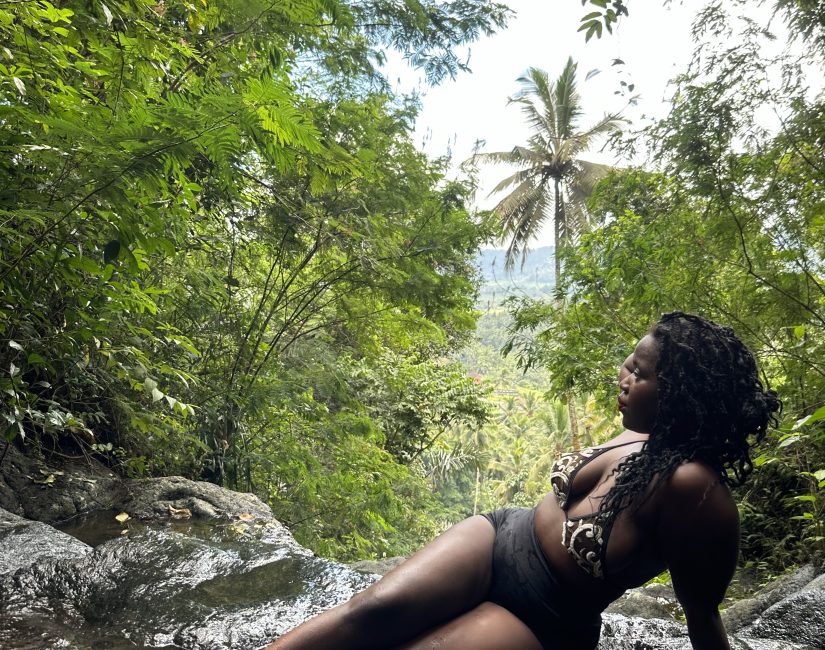 Stef Barti at a Ubud waterfall springs
