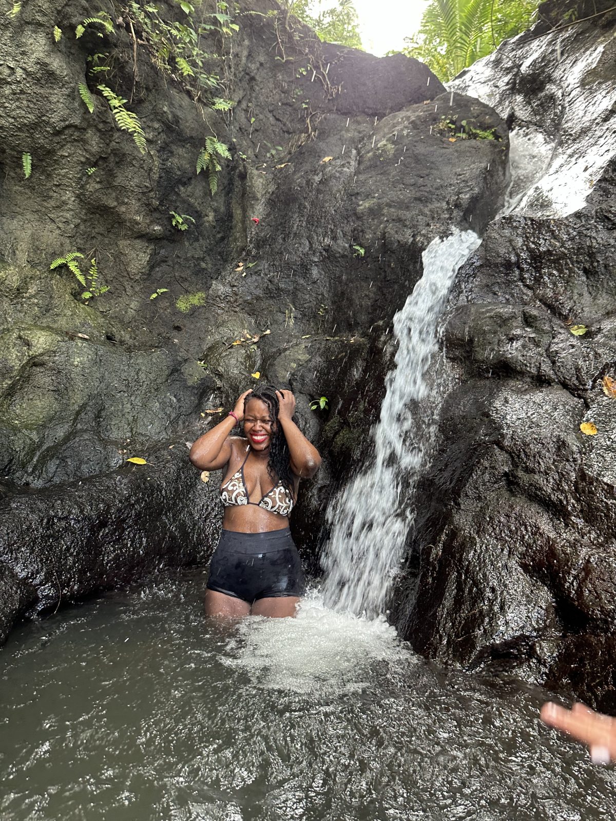 Stef Barti at a Ubud waterfall springs