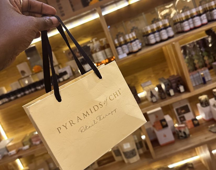 Stef Barti purchasing souvenirs from Pyramids of Chi shop in Ubud