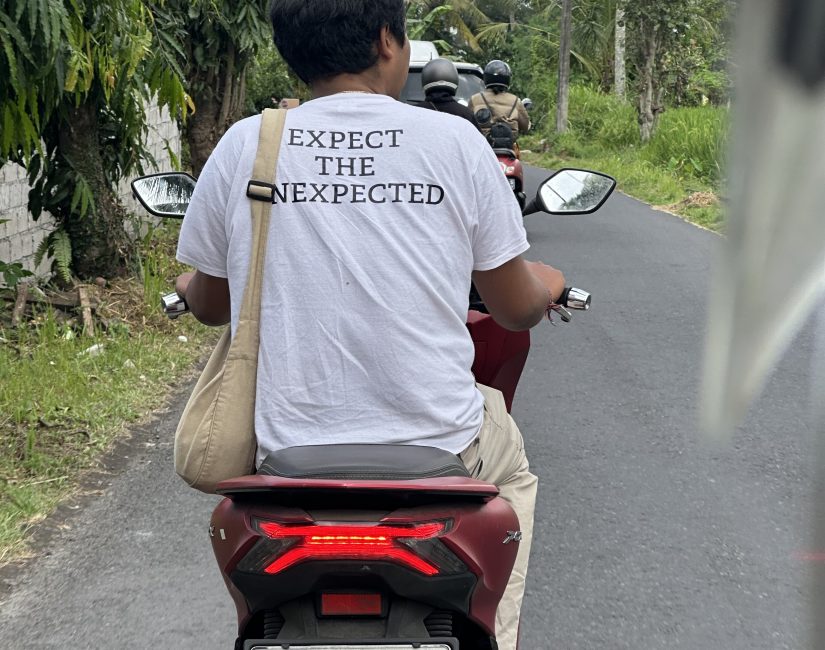 Scooter passenger on Ubud roads