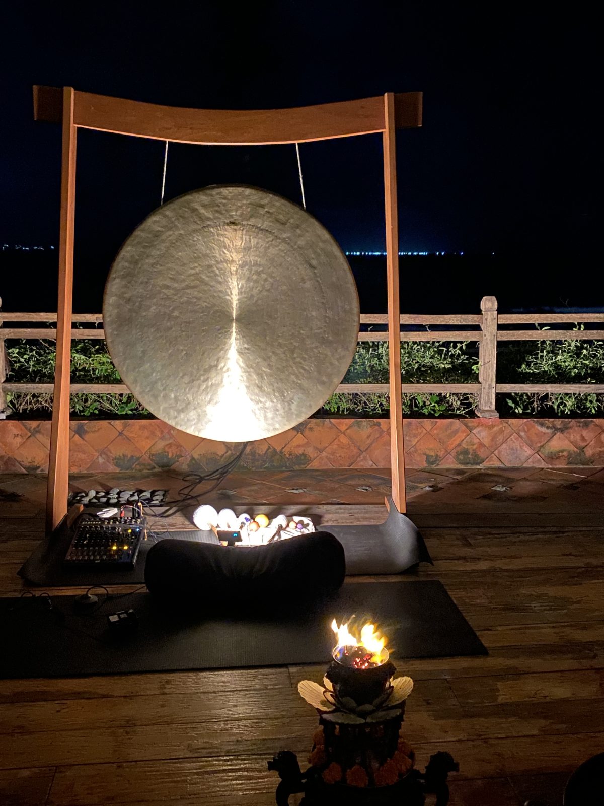 stef barti attending a Sound bath at udara Bali