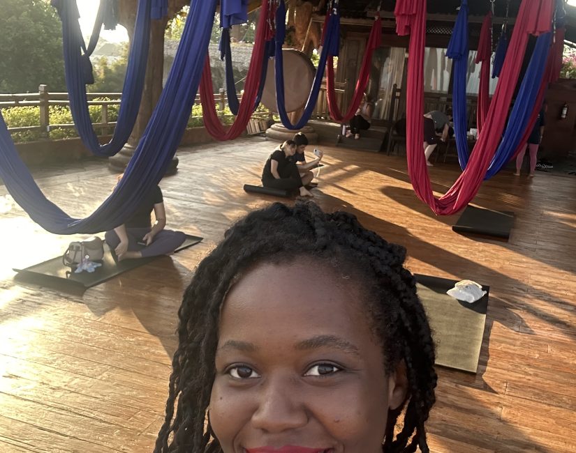 STef Barti at Udara Bali doing aerial Yoga