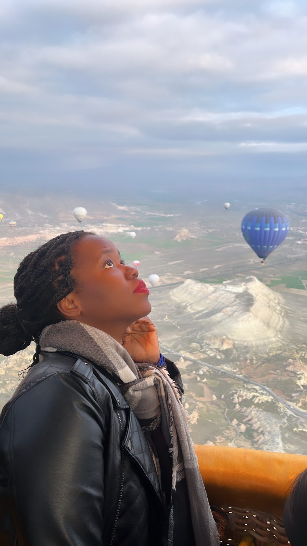 stef barti inside of a hot air balloon in Cappadocia