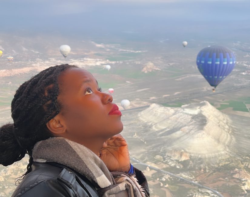 stef barti inside of a hot air balloon in Cappadocia