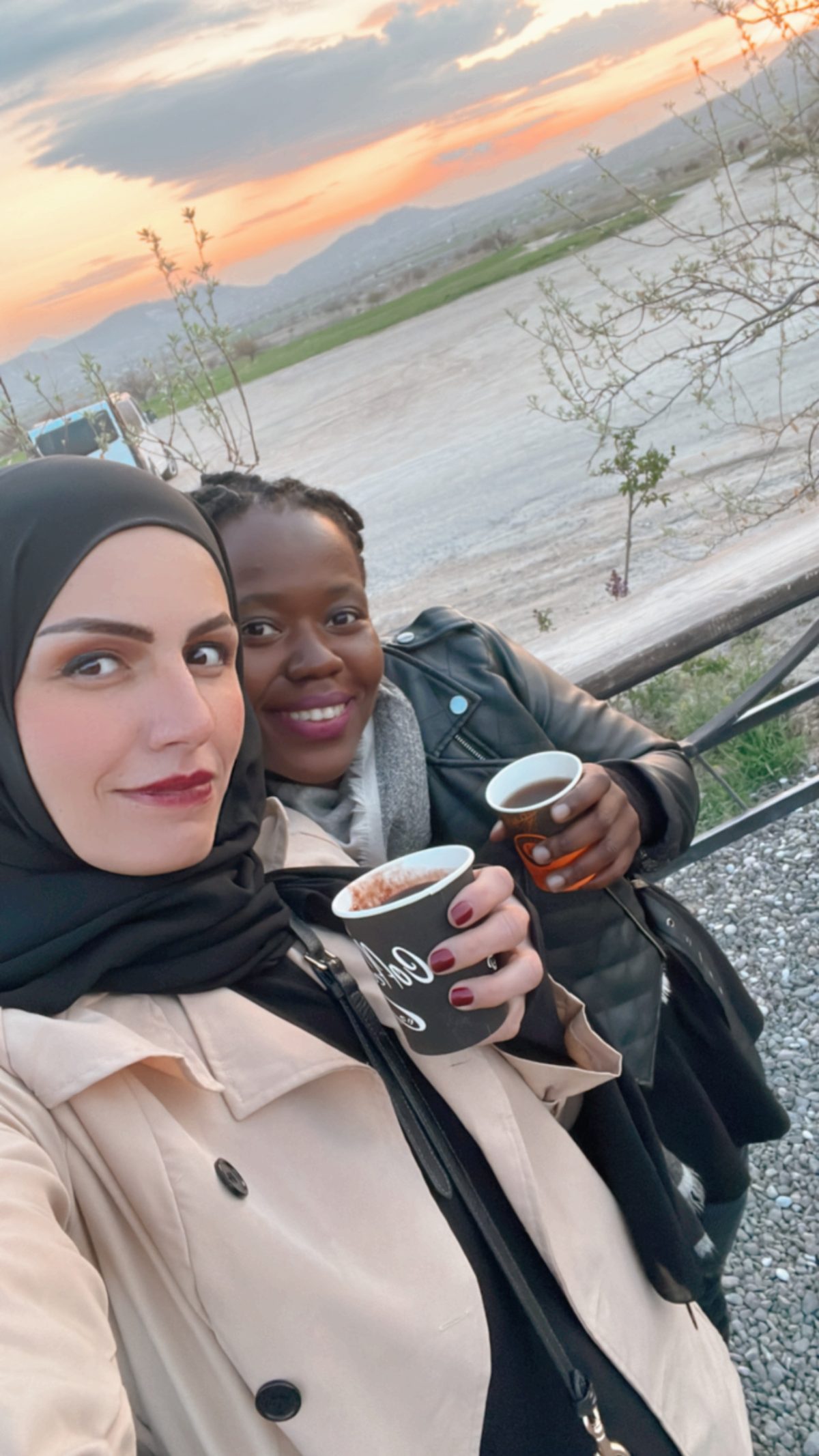 stef barti and other travel girls drinking tea at the love valley in Cappadocia