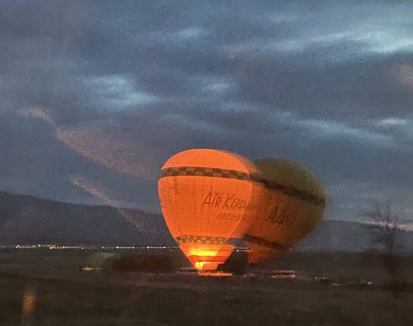 the bus ride en route for a hot air balloon in Cappadocia and the view