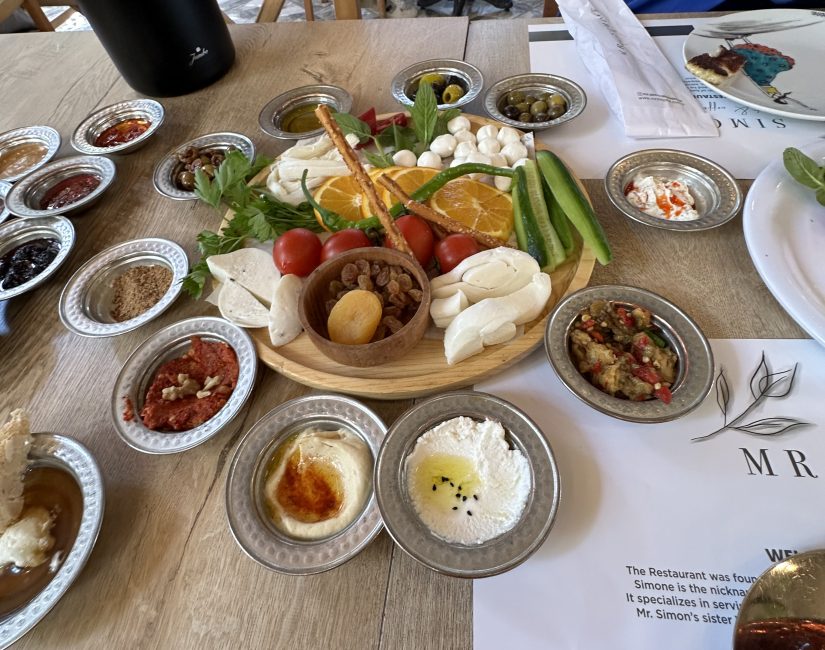THe breakfast spread at Mr Simone in Istanbul